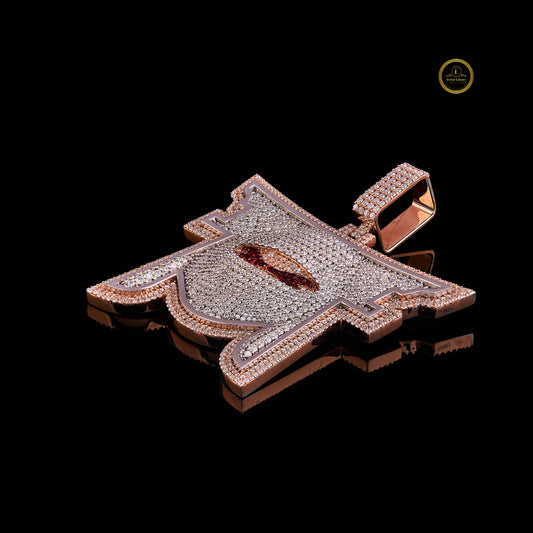 Iced Out Airplane Pendant with Red Gemstone & Pave - view 3