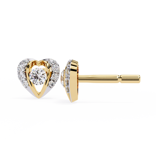 Heart Shaped Stud Earrings with Round Center and Pave - view 4