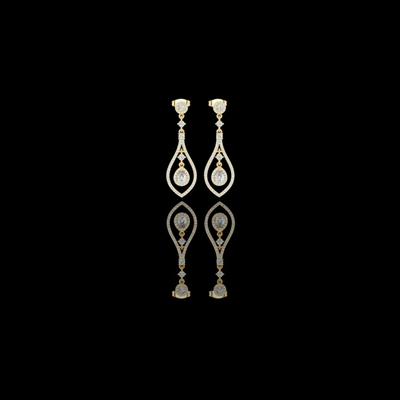 Hexagonal Double Halo Round Lab Grown Diamond Geometric Stud Earring