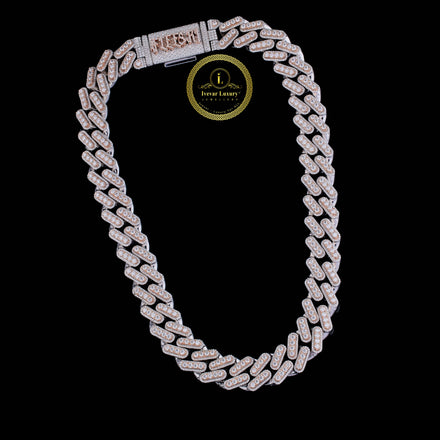 Custom Typography Clasp Capsule Link Chain Covered in Pave Moissanite