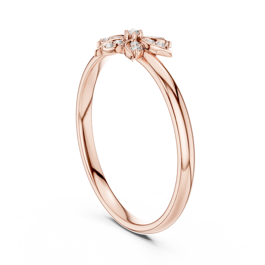 Nature Inspired Round Moissanite Flower Ring - view 2