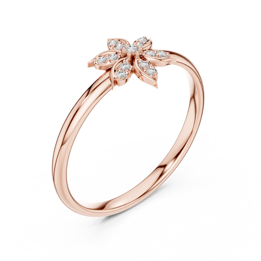 Nature Inspired Round Moissanite Flower Ring - view 3