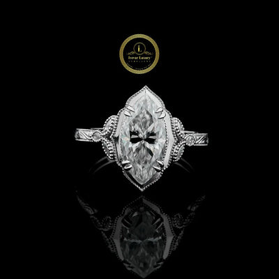 Marquise Solitaire Moissanite Vintage Inspired Ring