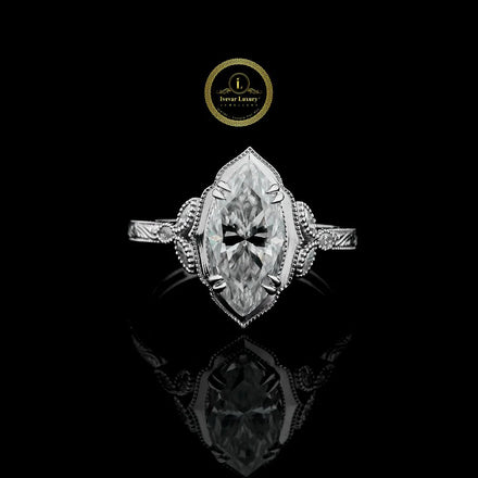 Marquise Solitaire Moissanite Vintage Inspired Ring