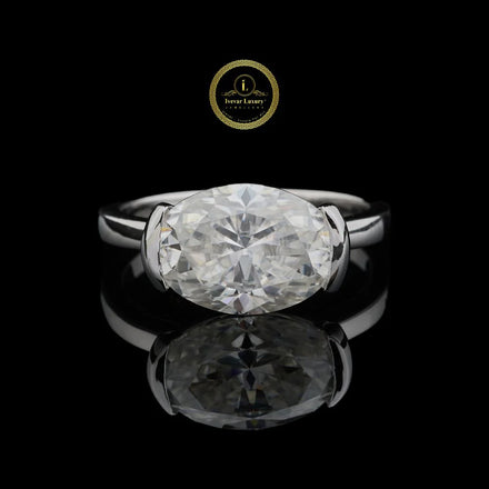 East West Oval Lab Diamond Semi Bezel Ring