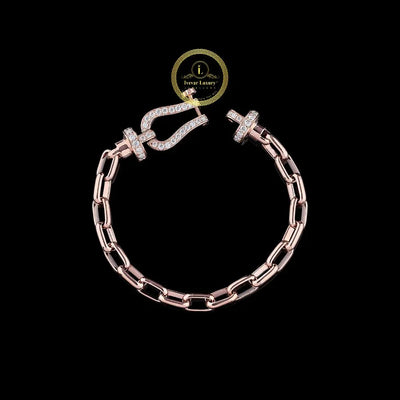Lab Grown Diamond Nautical Shackle Paperclip Link Bracelet