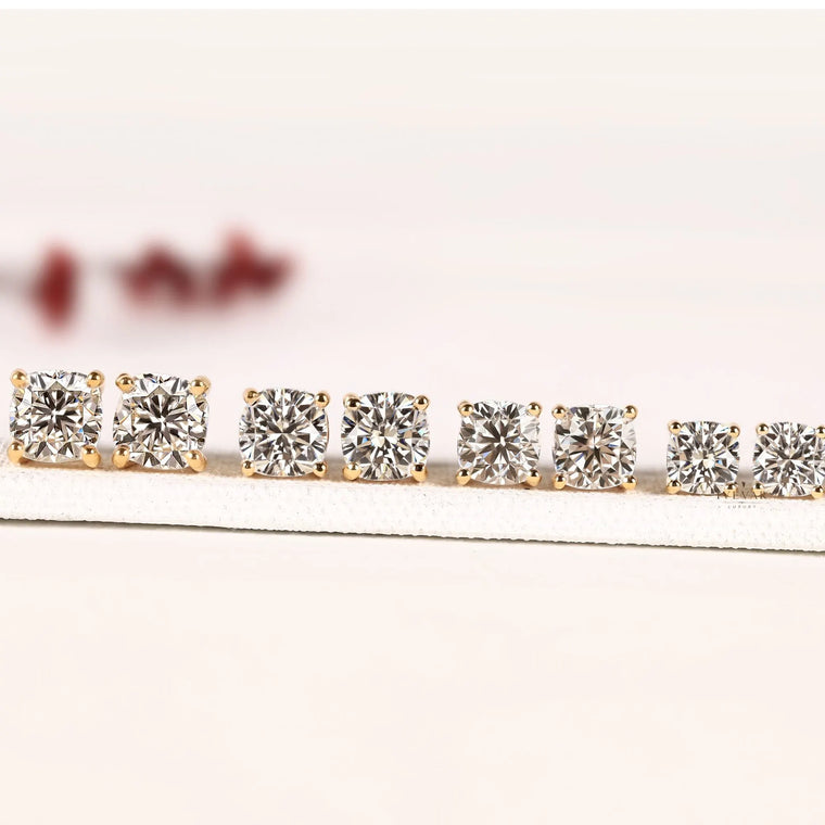 Cushion Cut Solitaire Stud Earring - view 2