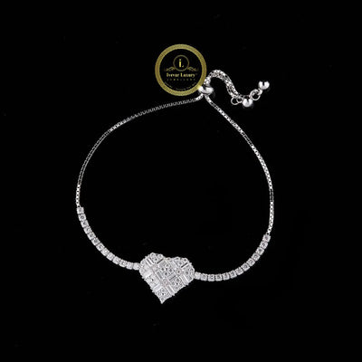 Heart Baguette Cut Moissanite Adjustable Tennis Bracelet
