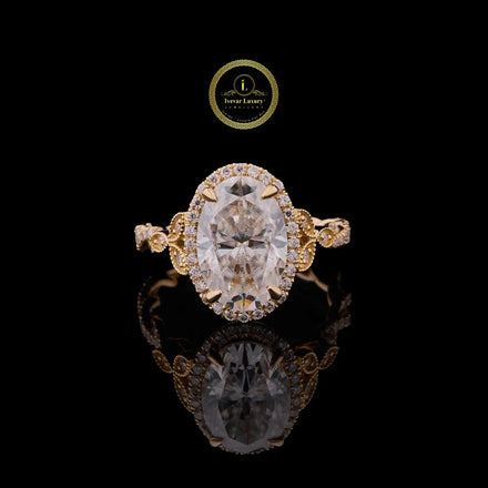 Oval Halo Moissanite Engagement Ring Twisted Rope Band