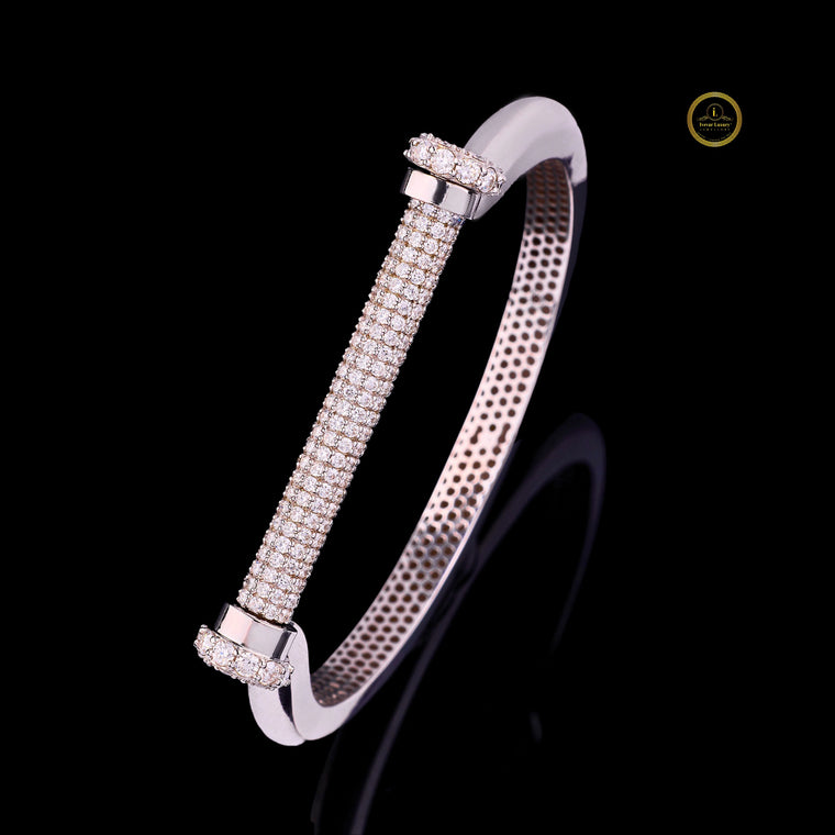 Iced Bar Cuff Bracelet – White Tone Luxury Design - view 3