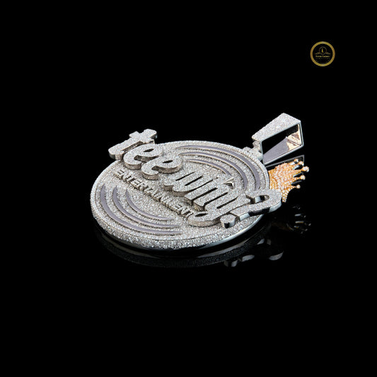 Custom Iced Out Name Pendant with Crown - view 2