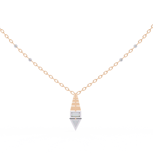 Emerald and Trillion Cut Lab Grown Diamond Necklace for Women - view 3