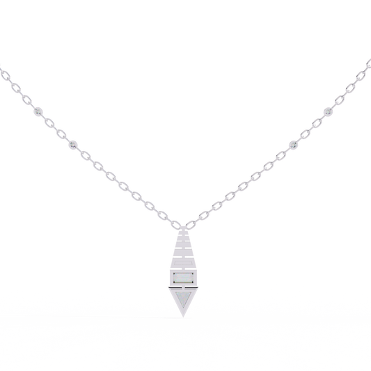 Emerald and Trillion Cut Lab Grown Diamond Necklace for Women - view 4