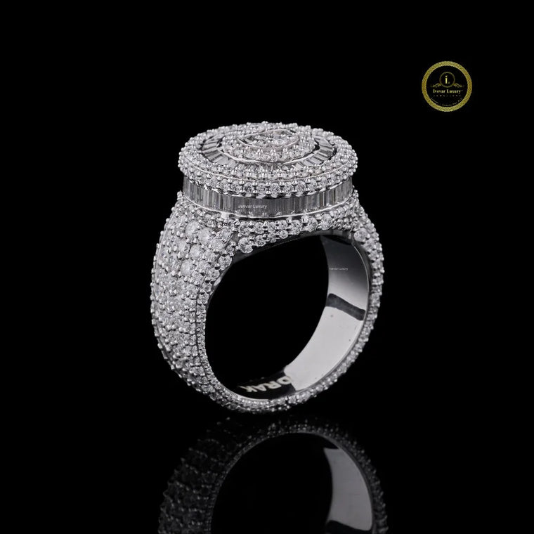 Round and Baguette Halo Pave Ring - view 2