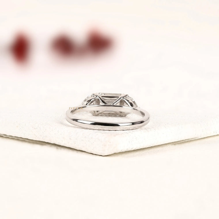 Emerald Cut Three Stone Lab Diamond Ring - view 2