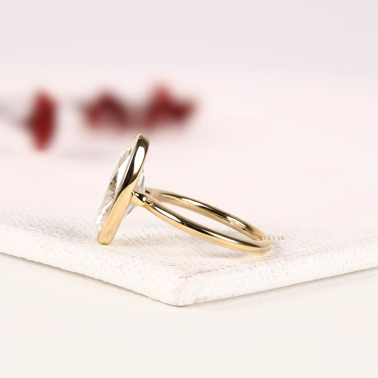 Oval Cut Bezel Set Solitaire Engagement Ring - view 2
