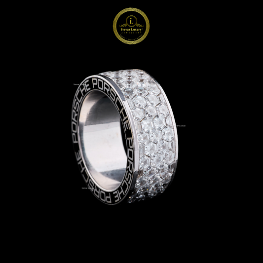 Invisible Set Hexagon Cut Lab Grown Diamond Geometric Statement Ring - view 2