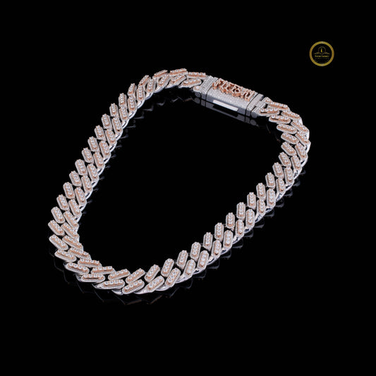 Custom Typography Clasp Capsule Link Chain Covered in Pave Moissanite - view 2