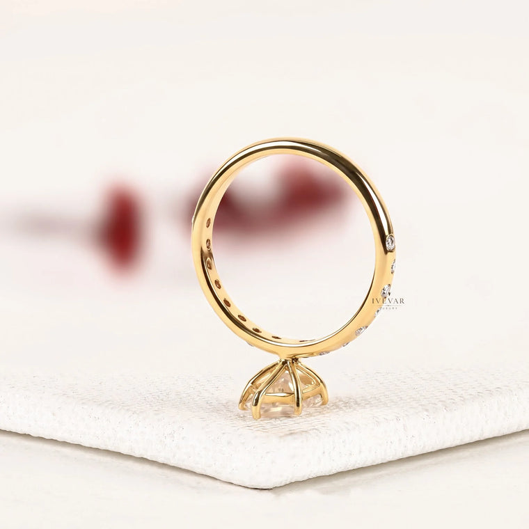 Dutch Marquise Pave Accents Lab Diamond Engagement Ring - view 2
