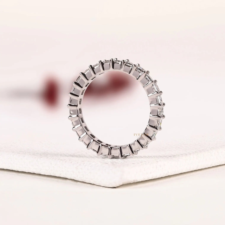 Princess Cut Moissanite Full Eternity Wedding Band - view 2