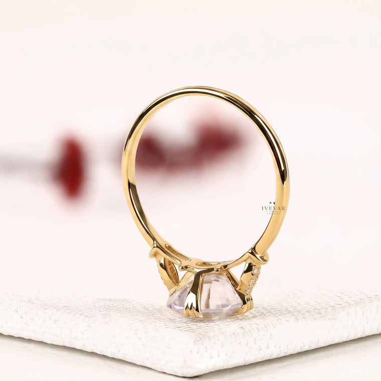 Rose Cushion Lab Diamond Solitaire Engagement Ring - view 2