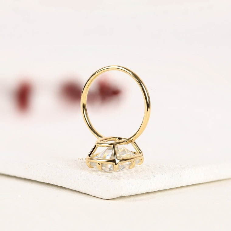 Cushion Cut Lab Diamond Solitaire Gold Engagement Ring - view 2