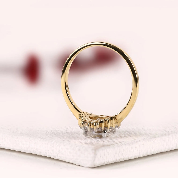 Halo Frame Round Cut Moissanite Engagement Ring - view 2