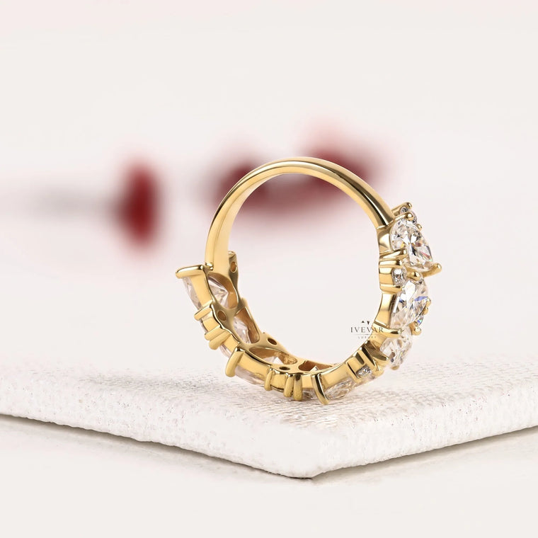 Pear Cut with Round Lab Diamond Wedding Band - view 2