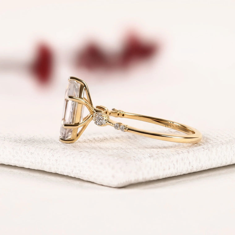 Dutch Marquise Solitaire with Accent Moissanite Ring - view 2