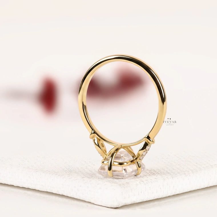 Emerald Cut Lab Diamond Side Stone Solitaire Engagement Ring - view 2