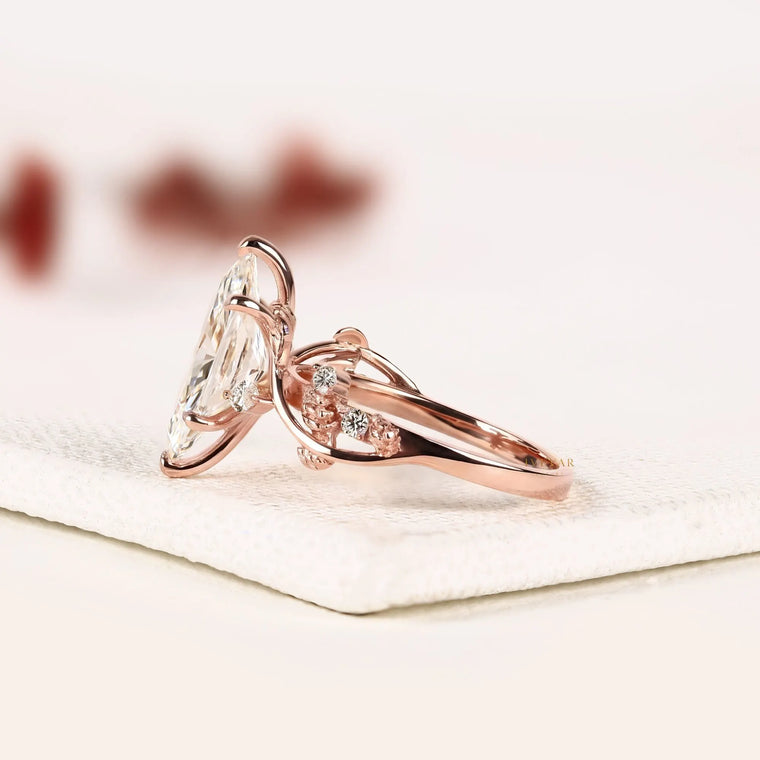 Nature Inspired Dutch Marquise Cut Lab Diamond Engagement Ring - view 2