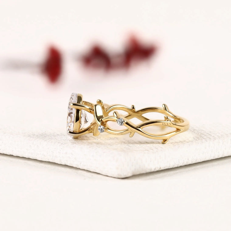 Nature Inspire Teardrop Cut Moissanite Engagement Ring - view 2