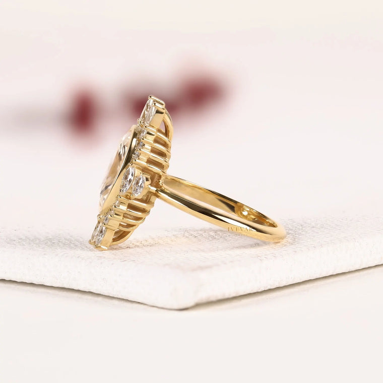 Floral Halo Inspire Radiant Cut Lab Diamond Engagement Ring - view 2