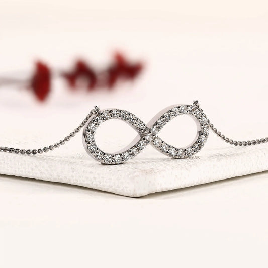 Infinity Style Round Lab Grown Diamond Pendant Necklace - view 2