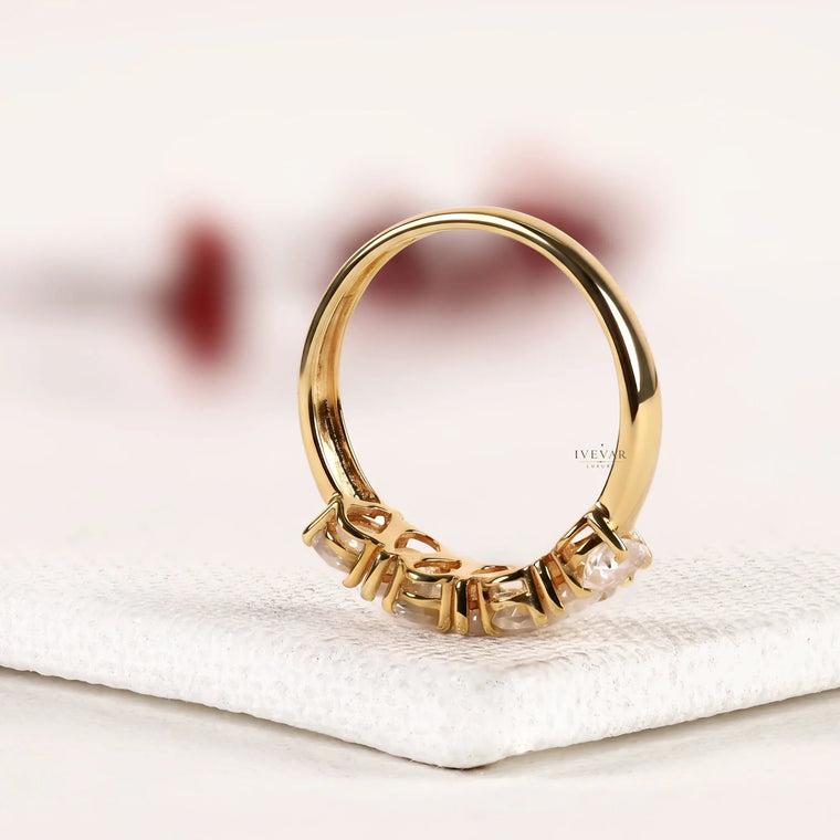 Up and Down Pear Cut Lab Diamond Half Infinity Band Ring - view 2