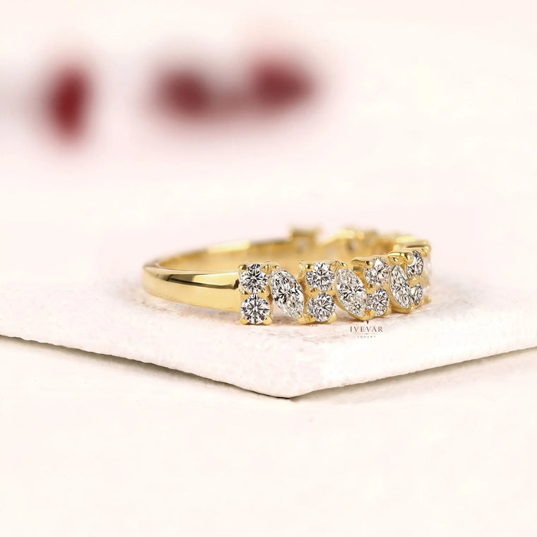 Marquise with Round Lab Diamond Stacking Band - view 2