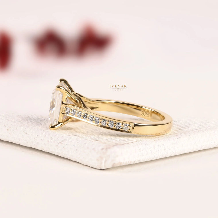 Princess Cut Lab Diamond Pave Band Wedding Ring - view 2