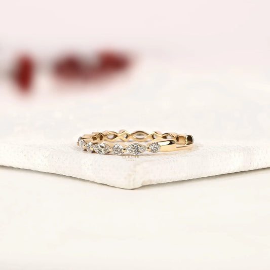 Alternative Round & Marquise Eternity Band Ring - view 2