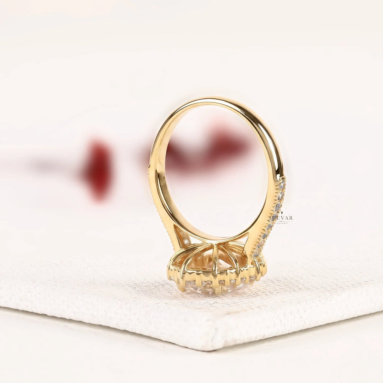 Halo with Pave Accents Radiant Cut Lab Diamond Ring - view 2
