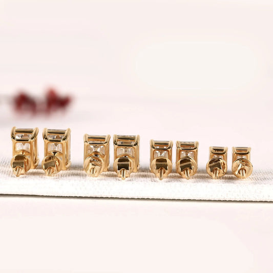 Emerald Cut Stud Daily Wear Earring - view 3