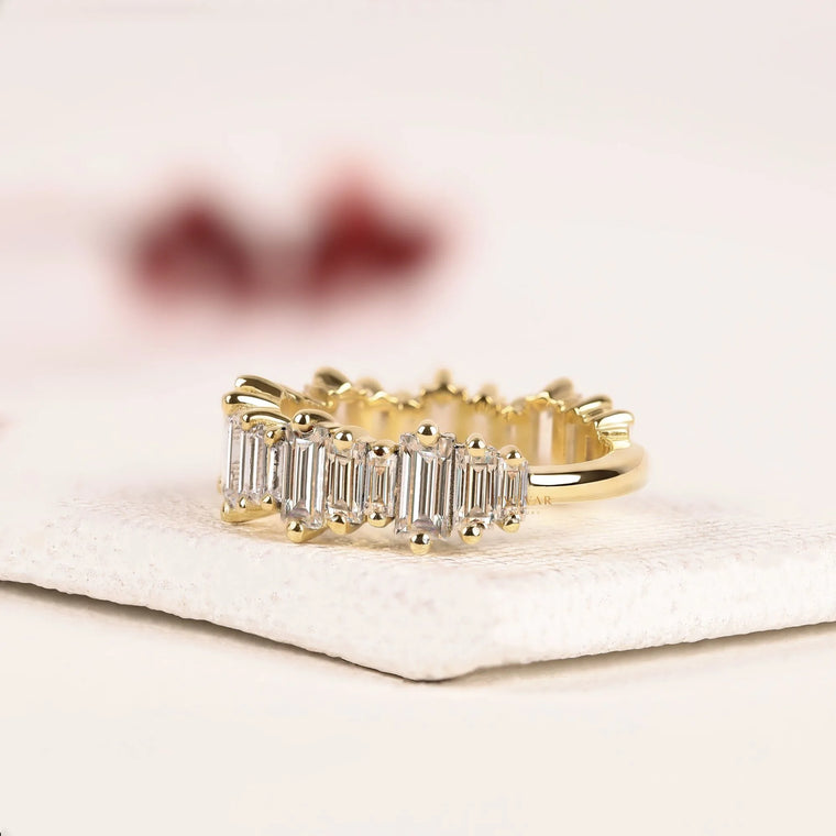 Baguette Cut Lab Diamond Eternity Wedding Stacking Band - view 2
