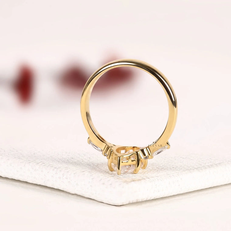 Lab Diamond Engagement Ring with Marquise Cut Side Stones - view 2