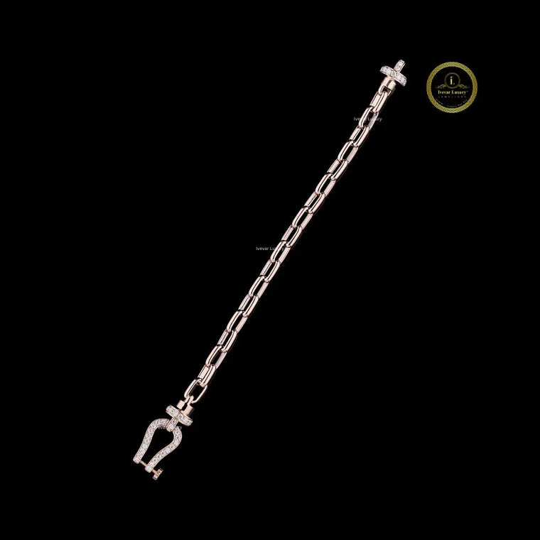 Moissanite Nautical Shackle Paperclip Link Bracelet - view 2
