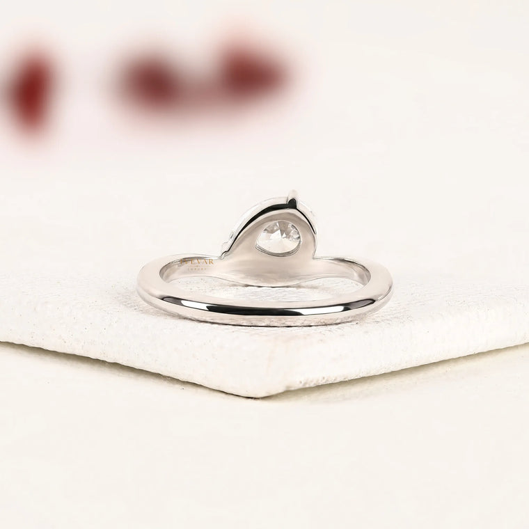 Pear Cut Moissanite Solitaire Engagement Ring - view 2