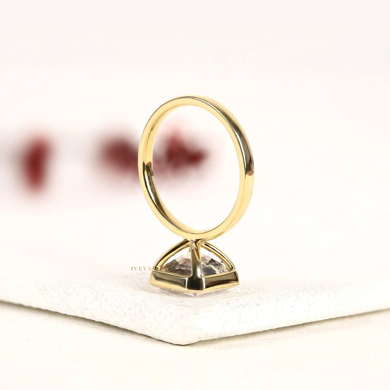 Asscher Cut Moissanite Bezel Set Solitaire Engagement Ring - view 2