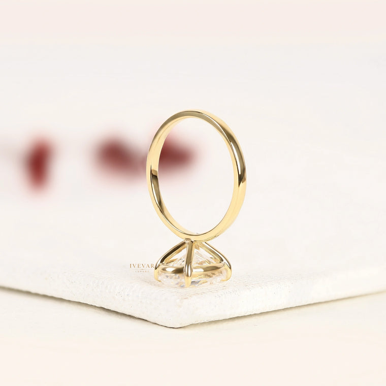 Oval Cut Moissanite Solitaire Ring with Cathedral Setting - view 2