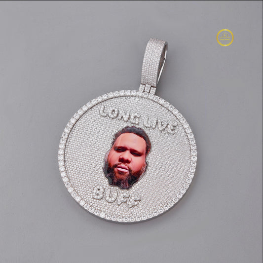 Custom Photo Memorial Iced Out 3D Medallion Pendant - view 2