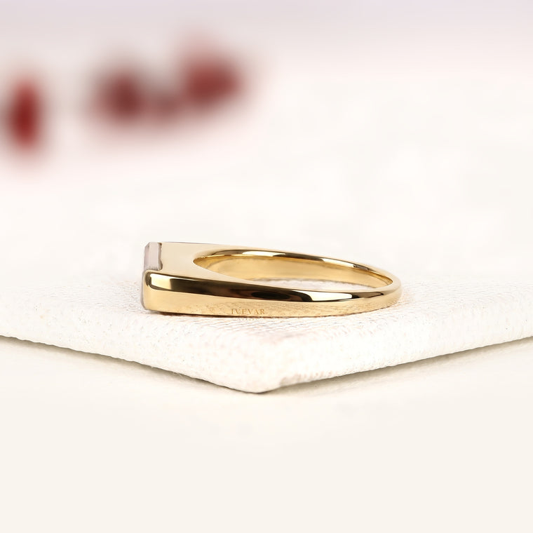 East-West Elongated Baguette Moissanite Solitaire Ring - view 2