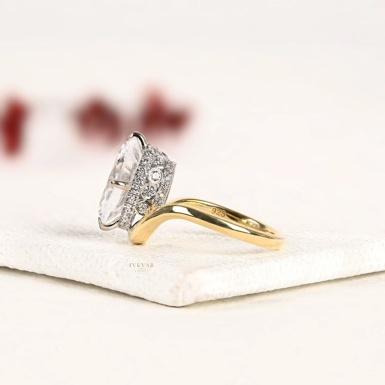 Oval Cut Hidden Halo Moissanite Engagement Ring - view 2