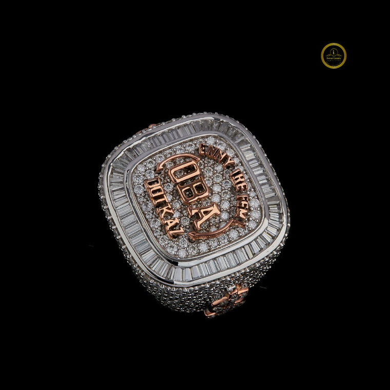Custom Two-Tone Moissanite Baguette Championship Ring - view 2